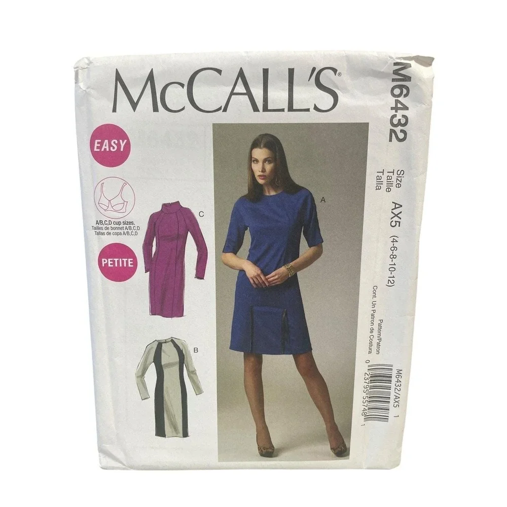 McCALL'S M6432 Petite Dress Pattern AX5 Sizes‎ 4-12 Easy Vintage